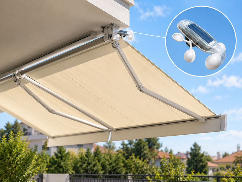 Toldo articulado motorizado com sensor de vento